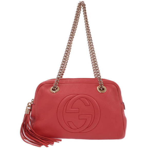 Gucci Soho Double Chain Shoulder Bag Leather - Picture 1 of 9